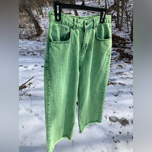 The Ragged Priest Neon Green Wash Wide Leg Jeans